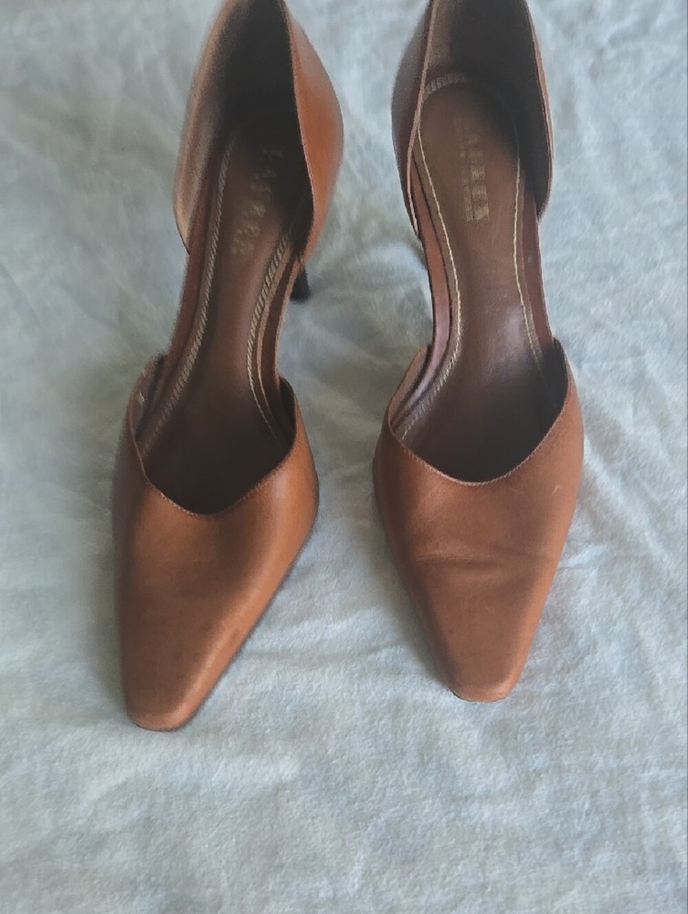Vintage Lauren Ralph Lauren Brown Leather D'Orsay Pointed Pumps - Picture 6 of 13